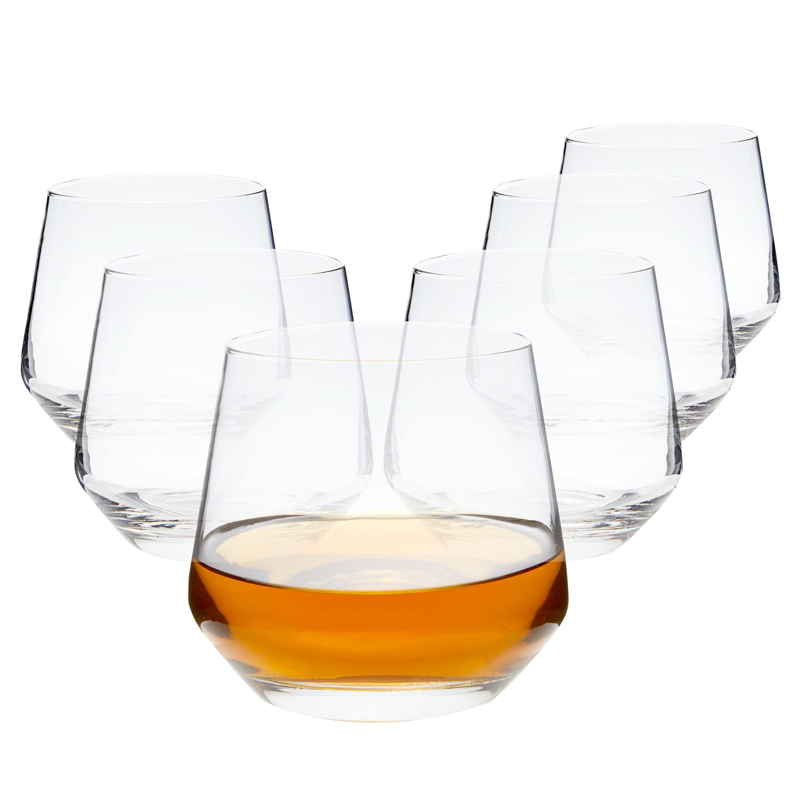 Juvale 13oz Whiskey Glasses, Double Old Fashioned Glasses for Scotch, Bourbon, Cocktails (Set of 6)