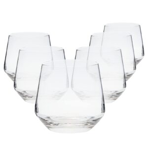 Juvale 13oz Whiskey Glasses, Double Old Fashioned Glasses for Scotch, Bourbon, Cocktails (Set of 6)