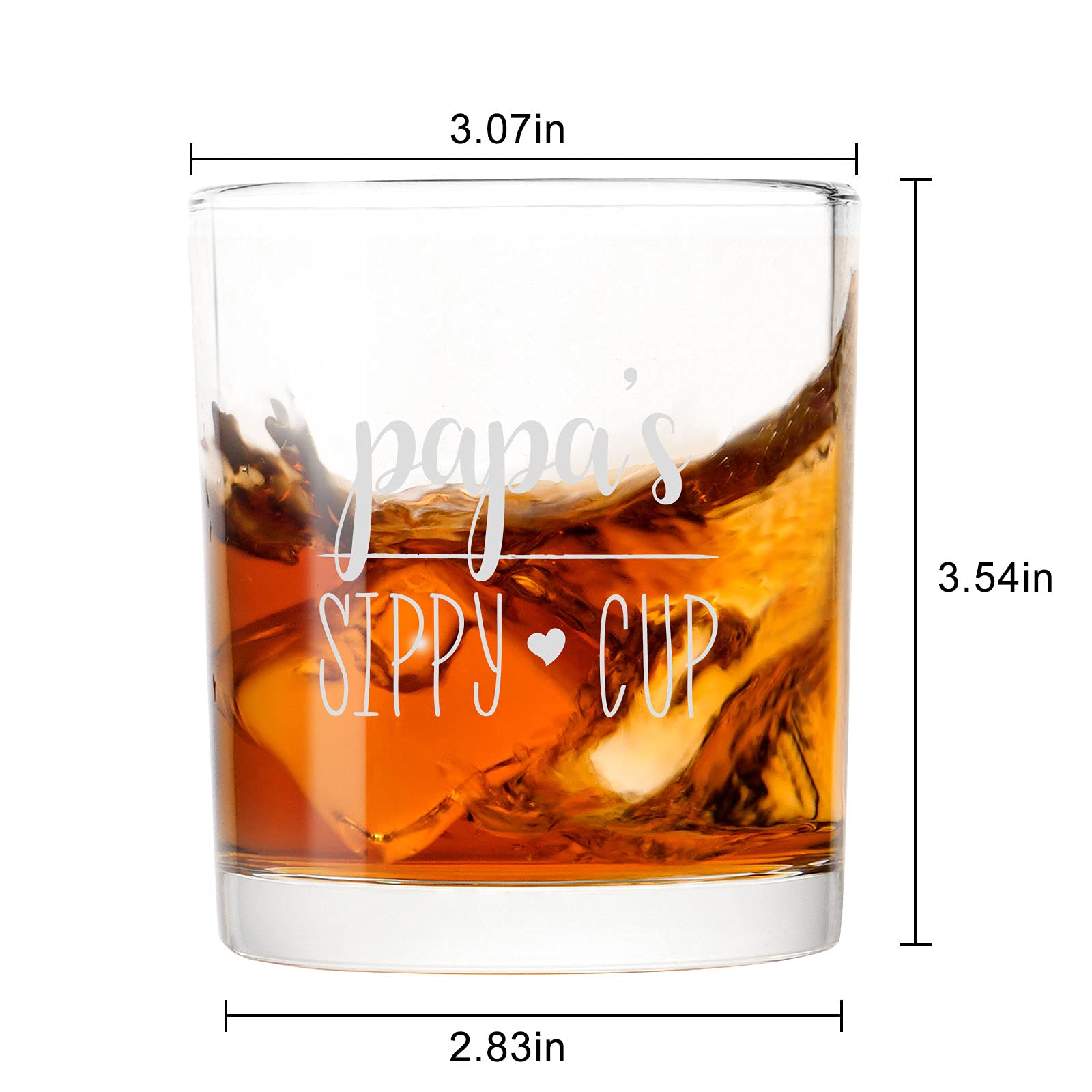 Modwnfy Papa’s Sippy Cup Whiskey Glass, Father’s Old Fashioned Glass, Scotch Glass on Father’s Day, Birthday, Christmas for Dad, Father, Daddy, Husband, Him, 10 Oz