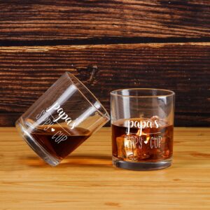 Modwnfy Papa’s Sippy Cup Whiskey Glass, Father’s Old Fashioned Glass, Scotch Glass on Father’s Day, Birthday, Christmas for Dad, Father, Daddy, Husband, Him, 10 Oz