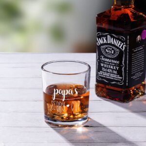 Modwnfy Papa’s Sippy Cup Whiskey Glass, Father’s Old Fashioned Glass, Scotch Glass on Father’s Day, Birthday, Christmas for Dad, Father, Daddy, Husband, Him, 10 Oz