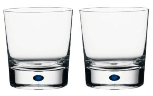 orrefors intermezzo blue 11 ounce double old fashioned glass, set of 2