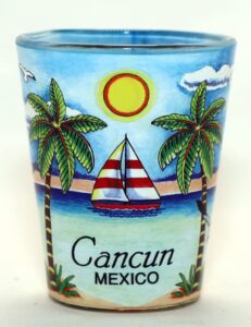 cancun mexico blue palms in-and-out shot glass