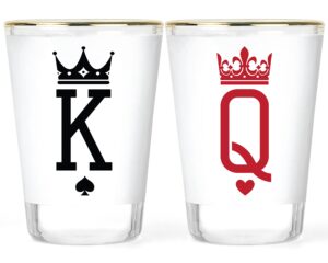 king and queen shot glass set - his and her shot glasses - anniversary gift - couples gift - 2 pc shot glass set - valentines gift