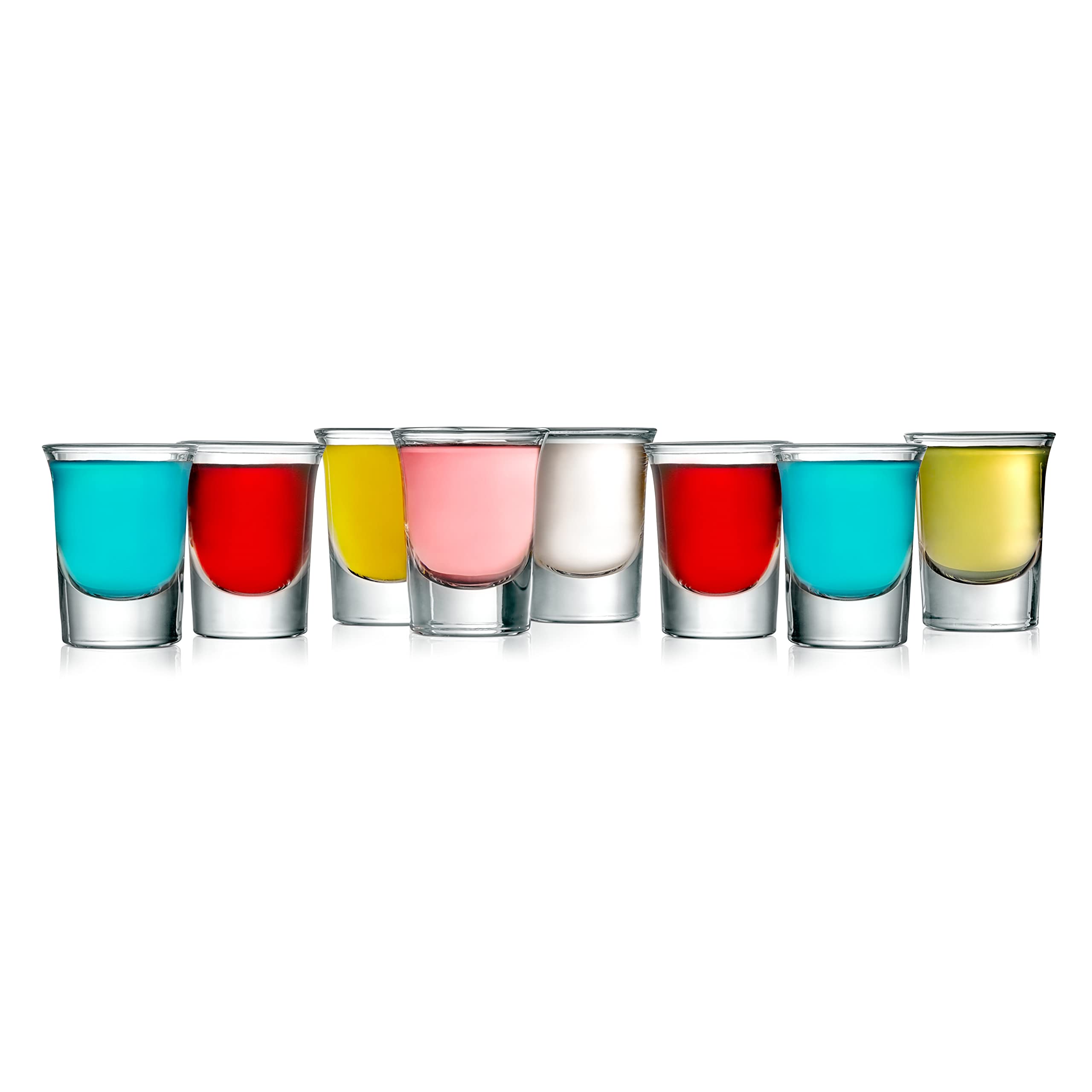 NutriChef 8 Pack Clear Shot Glasses - 1 Oz Elegant Round Shotglass Set of 8 - Stable Base, Thermal Shock Resistant - For Hot/Cold Drink, Whiskey, Vodka, Tequila Shots, Cordial, Espresso