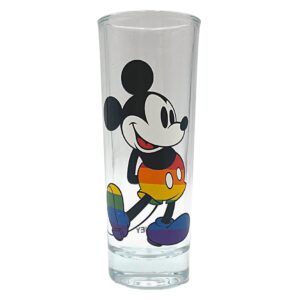 jerry leigh rainbow mickey mouse collectible tall shot glass, gay pride flag themed miniature adult drinking glasses, disney vacation souvenirs, unique gifts for men and women