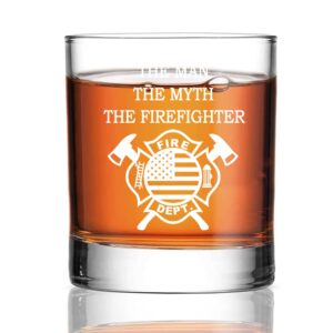 perfectinsoy the man the myth the firefighter whiskey glass, firefighter whiskey glass, firefighter gifts, fireman retirement gifts, fireman graduation, fathers day gift for fire fighter