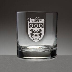 houlihan irish coat of arms tumbler glasses - set of 4 (sand etched)