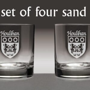 Houlihan Irish Coat of Arms Tumbler Glasses - Set of 4 (Sand Etched)