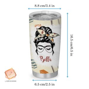 LIERIE8888 Personalized Just A Girl Who Loves Books Tumbler with Lid and Straw, Book Lover Gifts for Women, Book Themed Gifts, Book Gifts for Book Lovers, Bookish Gifts for Readers Book Lovers Women