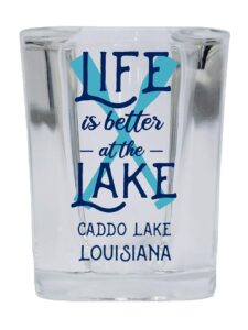 r and r imports caddo lake louisiana souvenir 2 ounce square base liquor shot glass paddle design