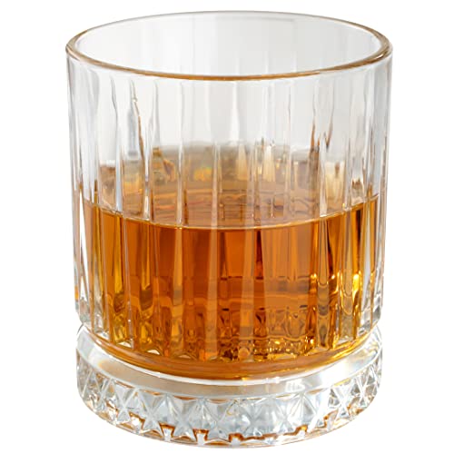 Restaurantware Elysia 7 Ounce Whiskey Glasses 6 Cut Rocks Glasses - Lead-Free Weighted Base Clear Glass Tumblers Dishwasher-Safe For Scotch Bourbon And Cocktails