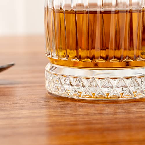 Restaurantware Elysia 7 Ounce Whiskey Glasses 6 Cut Rocks Glasses - Lead-Free Weighted Base Clear Glass Tumblers Dishwasher-Safe For Scotch Bourbon And Cocktails