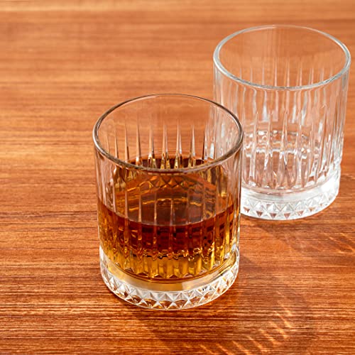 Restaurantware Elysia 7 Ounce Whiskey Glasses 6 Cut Rocks Glasses - Lead-Free Weighted Base Clear Glass Tumblers Dishwasher-Safe For Scotch Bourbon And Cocktails