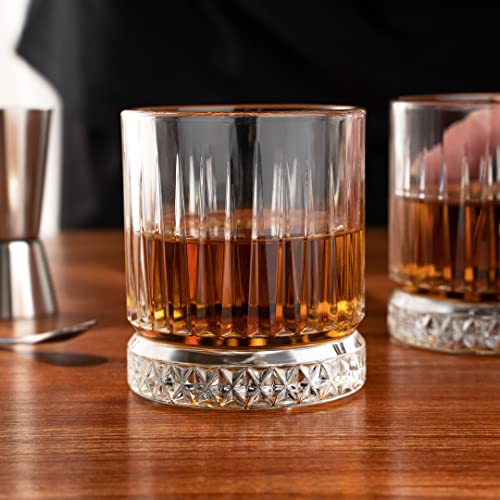 Restaurantware Elysia 7 Ounce Whiskey Glasses 6 Cut Rocks Glasses - Lead-Free Weighted Base Clear Glass Tumblers Dishwasher-Safe For Scotch Bourbon And Cocktails