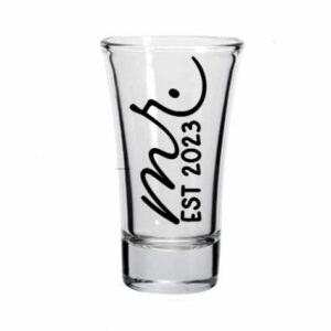 Jemley Mr. and Mrs. Est 2023 Shot Glasses Bride and Groom Shot Glasses Wedding Shot Glasses 2oz Shot Glasses Set of Two Mr. and Mrs. Engagement Present Wedding Shot Glasses | Bridal Shower Gift