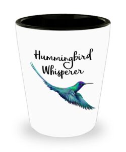 spreadpassion hummingbird whisperer shot glass - hummingbird whisperer gifts - funny ceramic shot glass