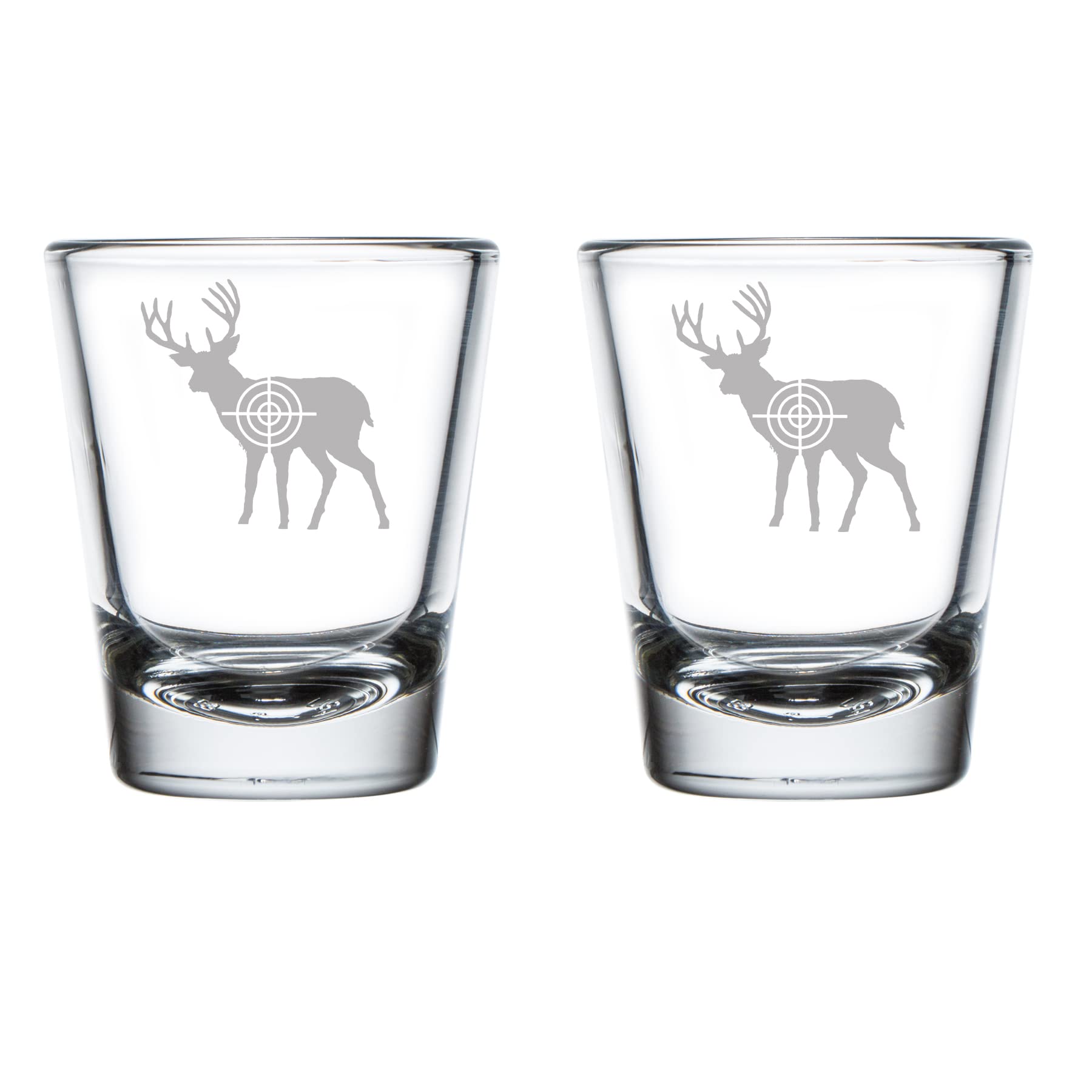 MIP Set of 2 Shot Glasses 1.75oz Shot Glass Deer with Bullseye Hunting