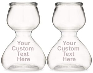 quaffer 2 personalized shot glass custom text - laser etched double bubble layered shot glasses – customized chaser shot glass jigger – great barware gift (1.25oz top, 2.25oz bottom)