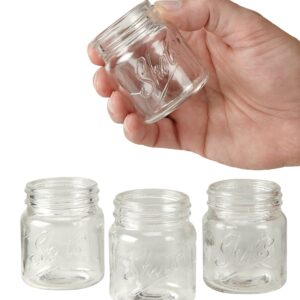 Circleware Mini Mason Jar Heavy Base Shot Glasses Set of 6 Fun Party Home Entertainment Dining Beverage Drinking Glassware Tumbler Whiskey Coffee Espresso Liquor Bar Jello Cups, Script, 4.9 oz