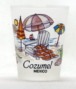 cozumel mexico beach chair shot glass