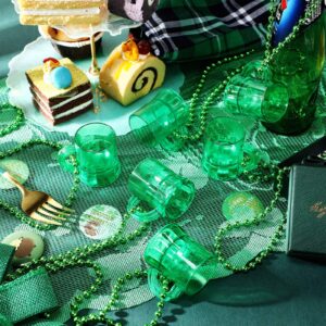 6 Pieces St. Patrick's Day Shot Glasses Necklace Beer Mug Beads Necklaces Traveling Necklace with Green Shot Glasses for Green Shamrock Saint Patty's Day Mardi Gras Party Favors Supplies