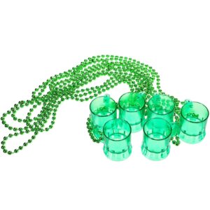 6 Pieces St. Patrick's Day Shot Glasses Necklace Beer Mug Beads Necklaces Traveling Necklace with Green Shot Glasses for Green Shamrock Saint Patty's Day Mardi Gras Party Favors Supplies