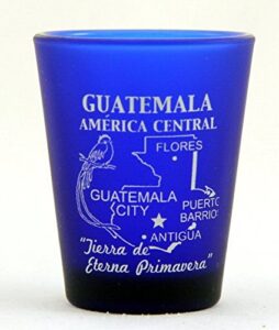guatemala central america cobalt blue frosted shot glass