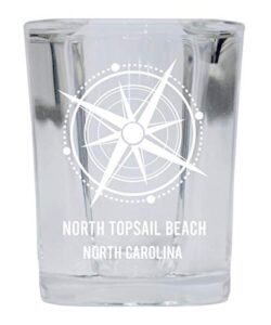 north topsail beach souvenir 2 ounce square shot glass laser etched compass design