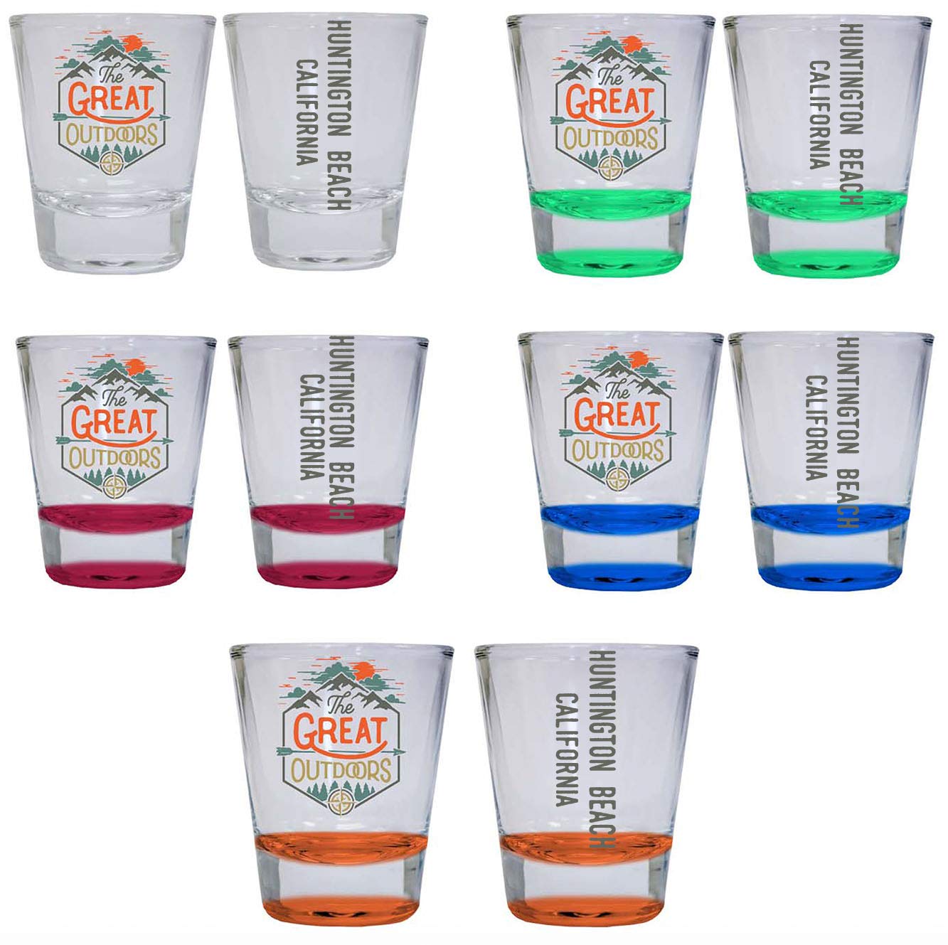 R and R Imports Huntington Beach California The Great Outdoors Camping Adventure Souvenir Round Shot Glass (Clear, 1)