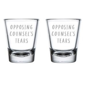 mip set of 2 shot glasses 1.75oz shot glass opposing counsel's tears funny lawyer attorney law graduate gift