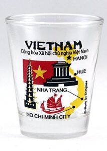vietnam landmarks and icons collage shot glass