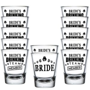 shop4ever bride and bride's drinking team member glass shot glasses wedding bachelorette party shot glasses (12 pack)