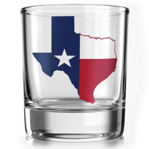texas flag - old fashioned whiskey rocks bourbon glass - 10 oz capacity