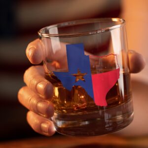 Texas Flag - Old Fashioned Whiskey Rocks Bourbon Glass - 10 oz capacity