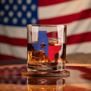 Texas Flag - Old Fashioned Whiskey Rocks Bourbon Glass - 10 oz capacity