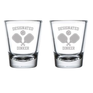 mip set of 2 shot glasses 1.75oz shot glass designated dinker funny pickleball