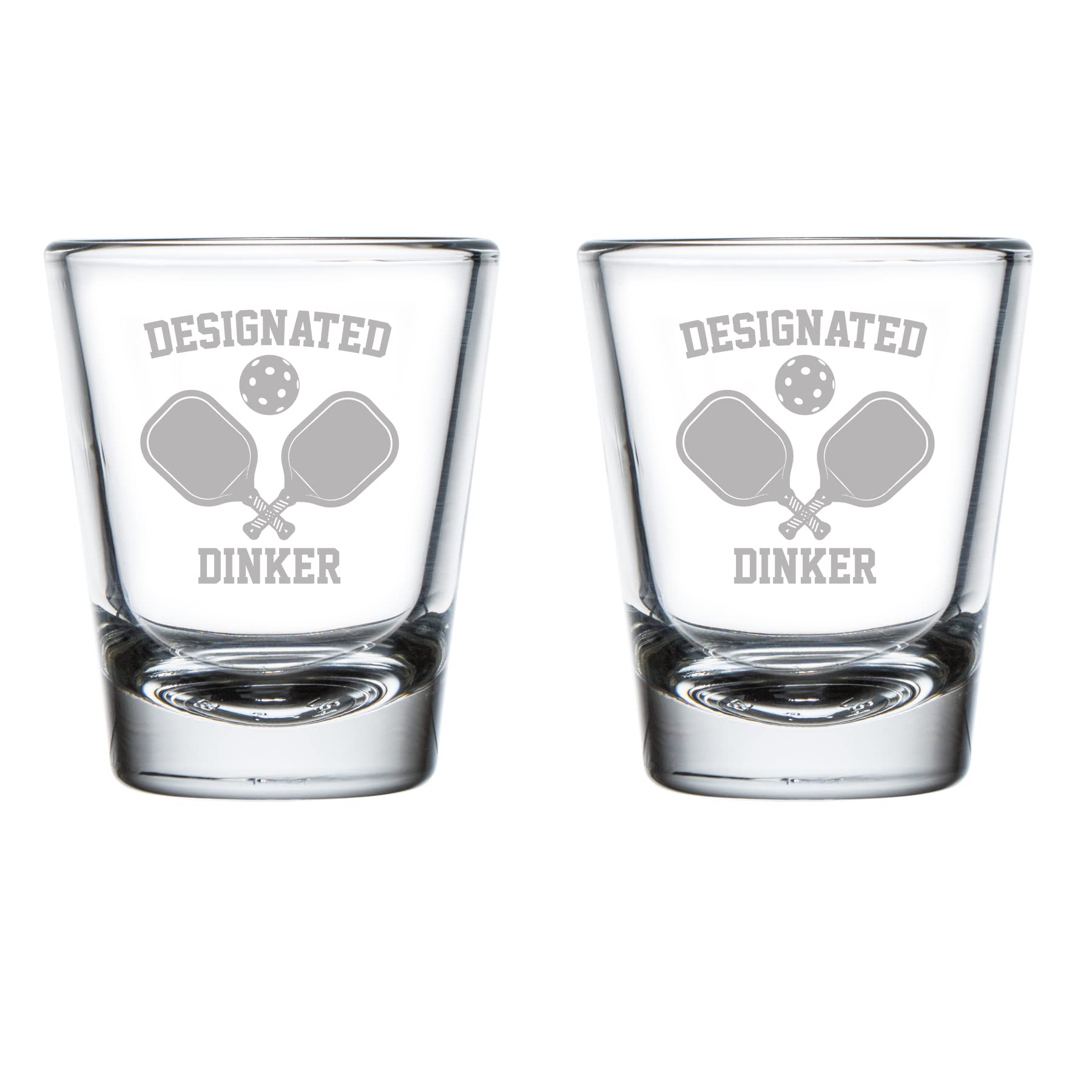 MIP Set of 2 Shot Glasses 1.75oz Shot Glass Designated Dinker Funny Pickleball