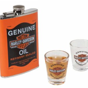 Harley-Davidson Genuine Oil Can Hip Flask & Shot Glass Gift Set, HDL-18557