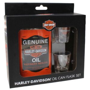 Harley-Davidson Genuine Oil Can Hip Flask & Shot Glass Gift Set, HDL-18557