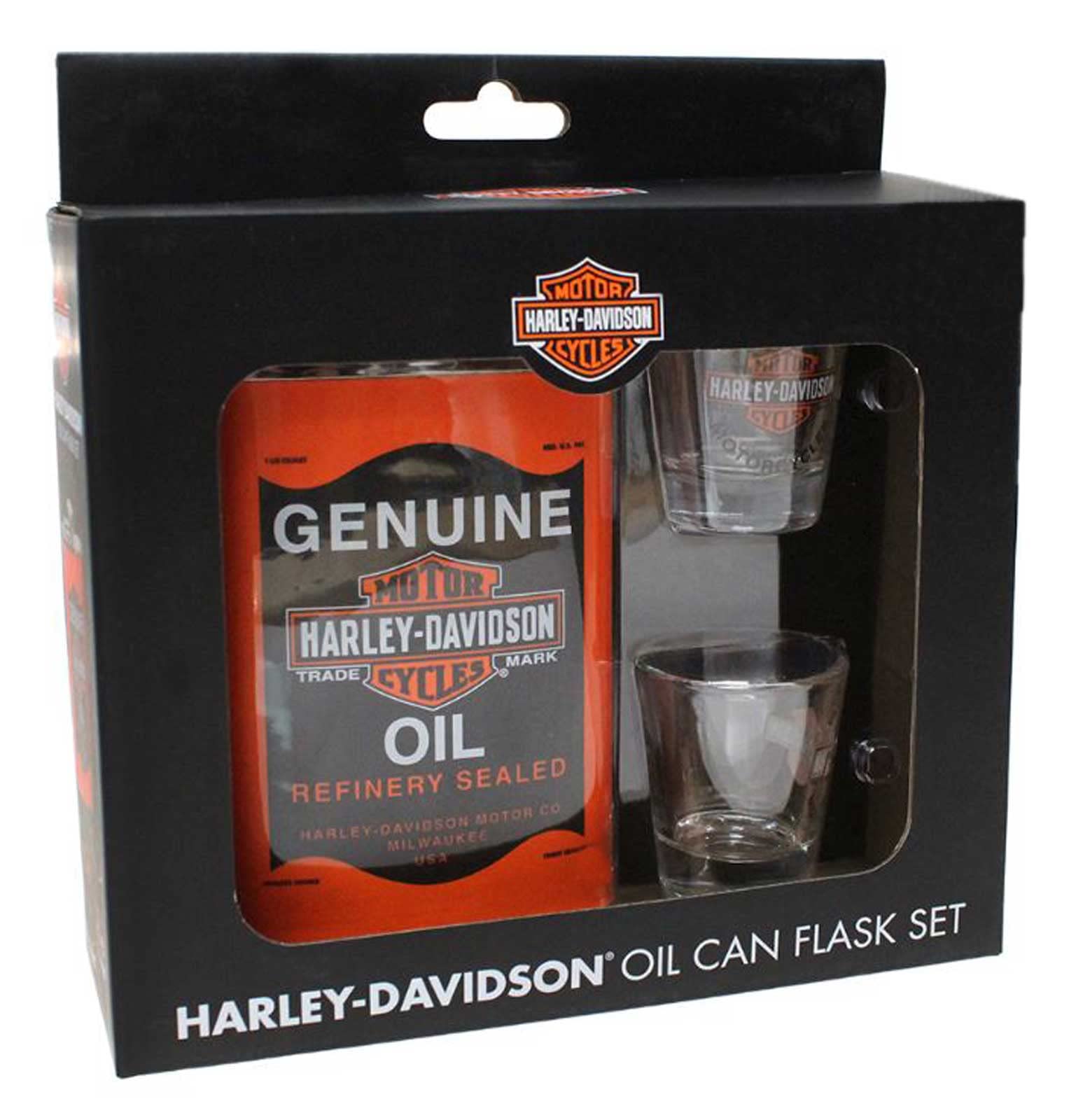 Harley-Davidson Genuine Oil Can Hip Flask & Shot Glass Gift Set, HDL-18557