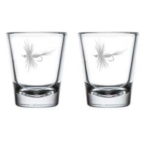 mip set of 2 shot glasses 1.75oz shot glass fish fishing lure