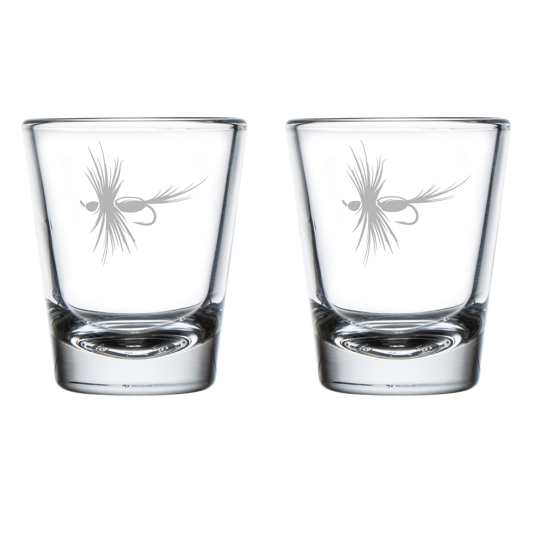 MIP Set of 2 Shot Glasses 1.75oz Shot Glass Fish Fishing Lure