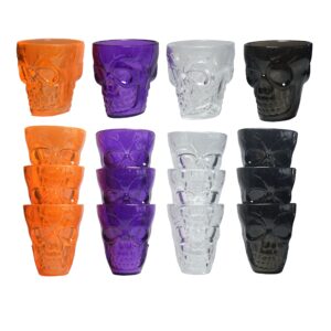 x-shiyun halloween skull party favor shot glasses 1.86 oz/ 55 ml unbreakable skull shot cups plastic halloween cups for spirits vodka halloween party decoration supplies（16pcs）