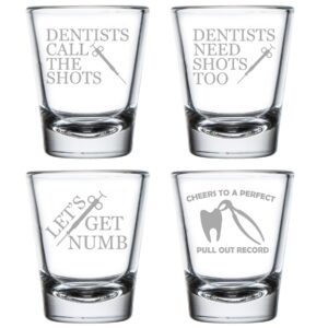 mip set of 4 shot glasses 1.75oz shot glass dental dentist collection 3 funny gift