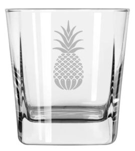 mip brand 12 oz square base rocks whiskey double old fashioned glass pineapple