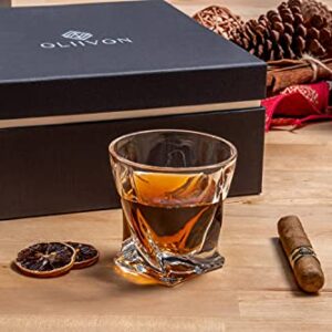 Premium Twist Design Whiskey Glasses - Set of 4 Whisky Glasses In Luxury Gift Box, 10oz Lead-Free Glasses, Great For Bourbon, Scotch, Old Fashioned Cocktails, Ideal For Men, Fathers, Sons, Boyfriends