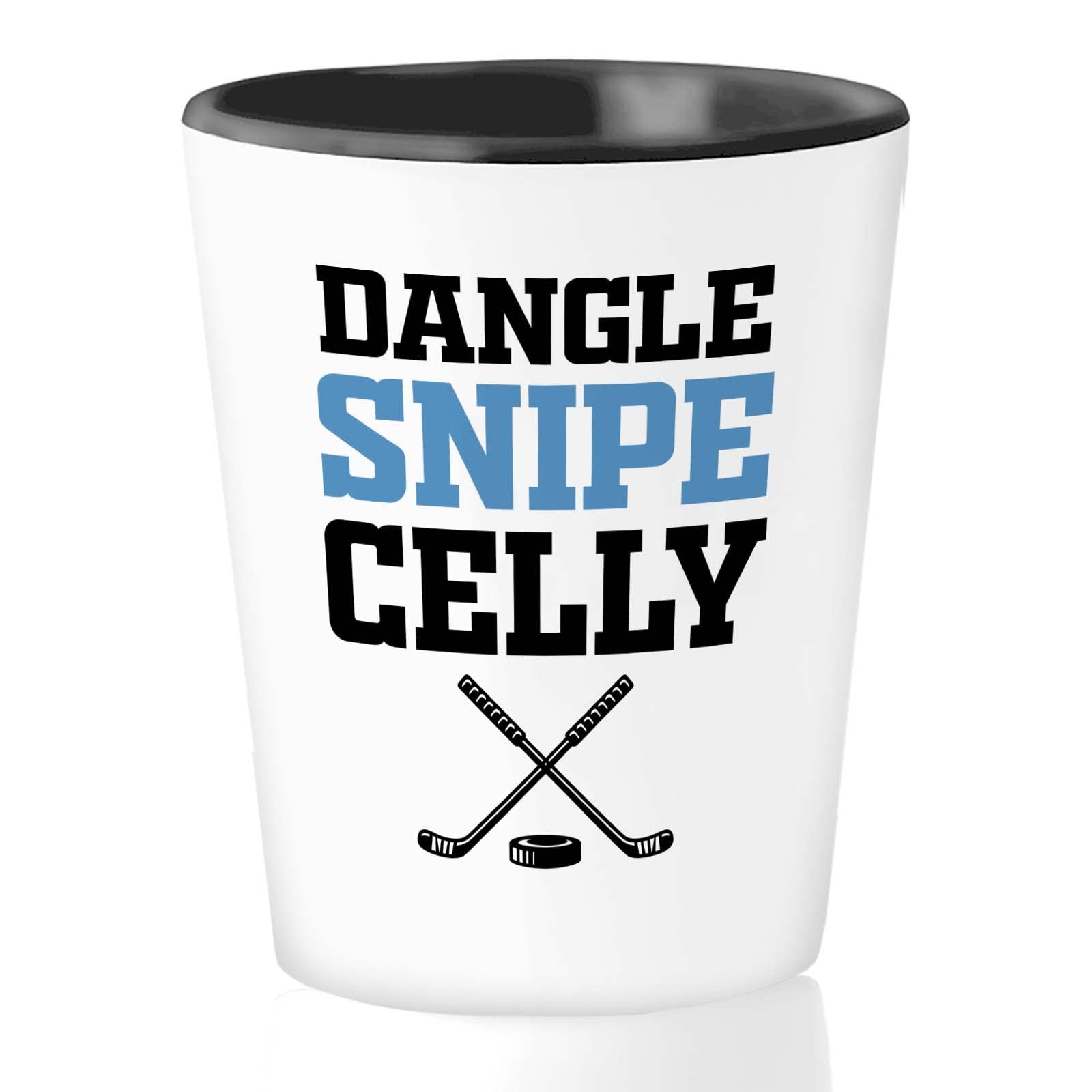 Bubble Hugs Hockey Shot Glass 1.5oz - Dangle Snipe Celly - Funny Hilarious Quote for Ice Hockey Player Coach Fan Hockey Puck Sports Lover