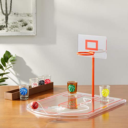 Crystal Clear Shot Glass Basketball Bar Game Set