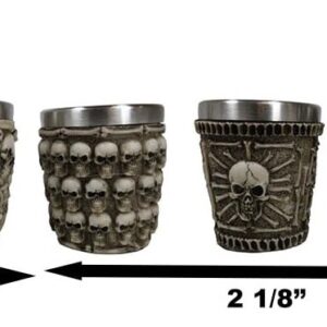 Ebros Ossuary Macabre Graveyard Piled Up Morphing Skulls And Skeleton Bones Resin Shot Glass With Stainless Steel Inner Cup Liner Skeleton Skull Shooter Drinkware Decor